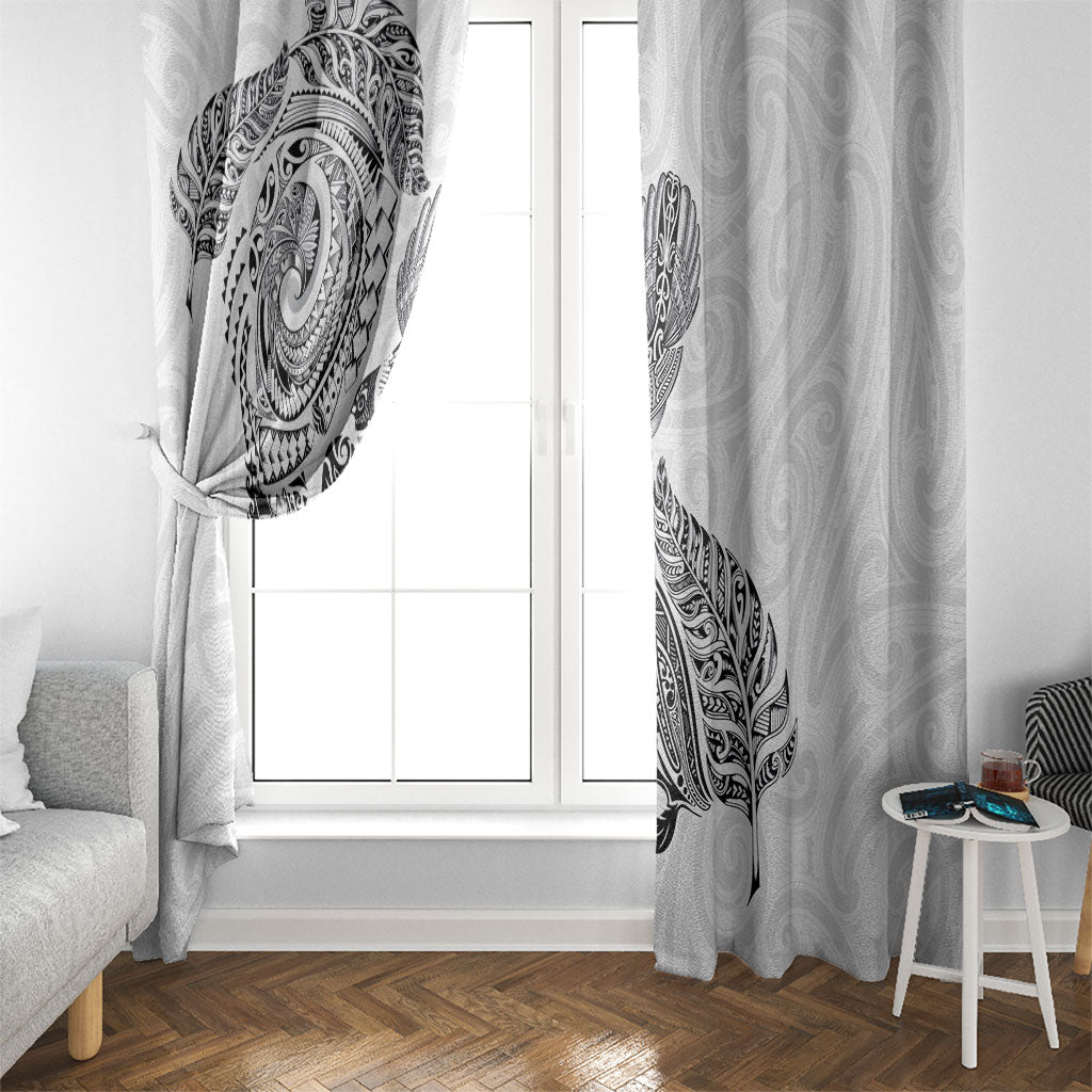 Aotearoa Moko Tribal Tattoo Window Curtain New Zealand Maori Penguin and Fantail White Color LT03 - Polynesian Pride