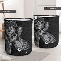 Aotearoa Moko Tribal Tattoo Laundry Basket New Zealand Maori Penguin and Fantail Black Color LT03 - Polynesian Pride