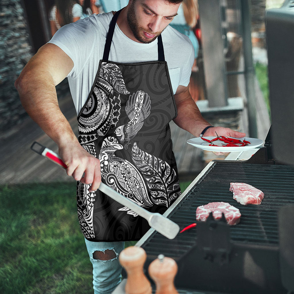 Aotearoa Moko Tribal Tattoo Apron New Zealand Maori Penguin and Fantail Black Color LT03 - Polynesian Pride