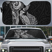 Aotearoa Moko Tribal Tattoo Auto Sun Shade New Zealand Maori Penguin and Fantail Black Color LT03 Black - Polynesian Pride