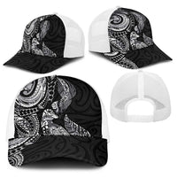Aotearoa Moko Tribal Tattoo Baseball Net Cap New Zealand Maori Penguin and Fantail Black Color LT03 - Polynesian Pride