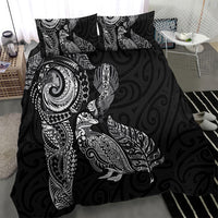 Aotearoa Moko Tribal Tattoo Bedding Set New Zealand Maori Penguin and Fantail Black Color LT03 - Polynesian Pride
