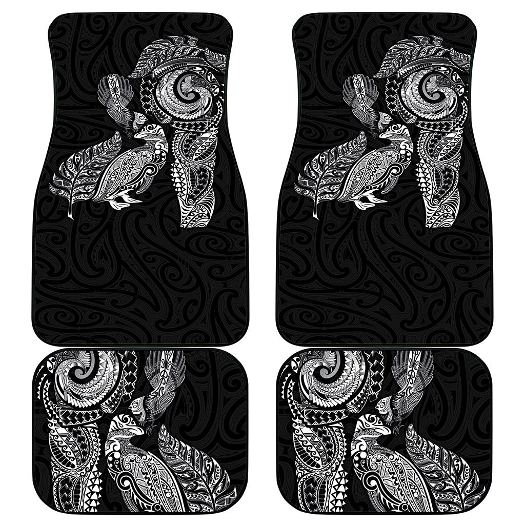 Aotearoa Moko Tribal Tattoo Car Mats New Zealand Maori Penguin and Fantail Black Color LT03 - Polynesian Pride