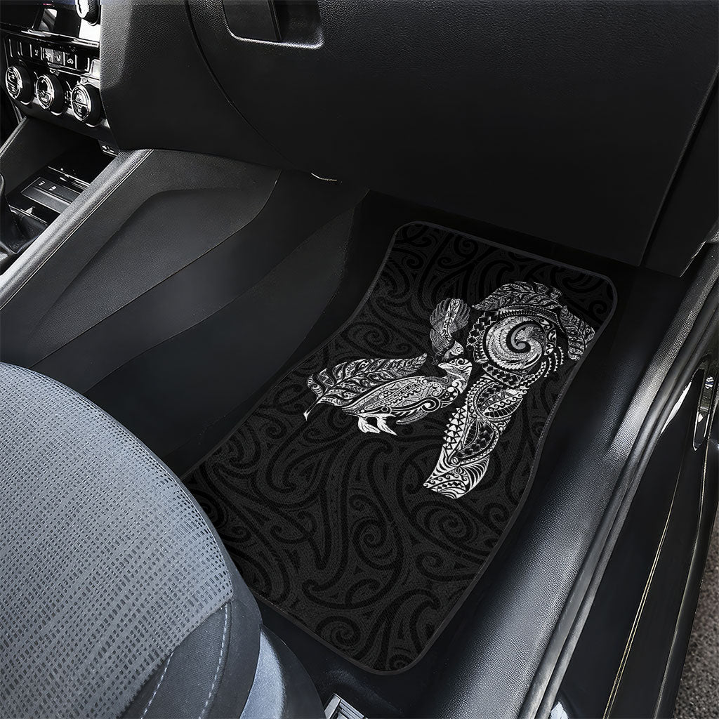 Aotearoa Moko Tribal Tattoo Car Mats New Zealand Maori Penguin and Fantail Black Color LT03 - Polynesian Pride