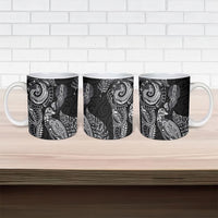 Aotearoa Moko Tribal Tattoo Ceramic Mug New Zealand Maori Penguin and Fantail Black Color LT03 - Polynesian Pride