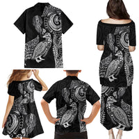 Aotearoa Moko Tribal Tattoo Family Matching Puletasi and Hawaiian Shirt New Zealand Maori Penguin and Fantail Black Color LT03 - Polynesian Pride