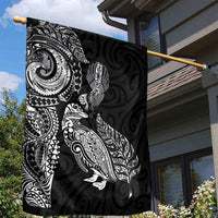 Aotearoa Moko Tribal Tattoo Garden Flag New Zealand Maori Penguin and Fantail Black Color LT03 - Polynesian Pride