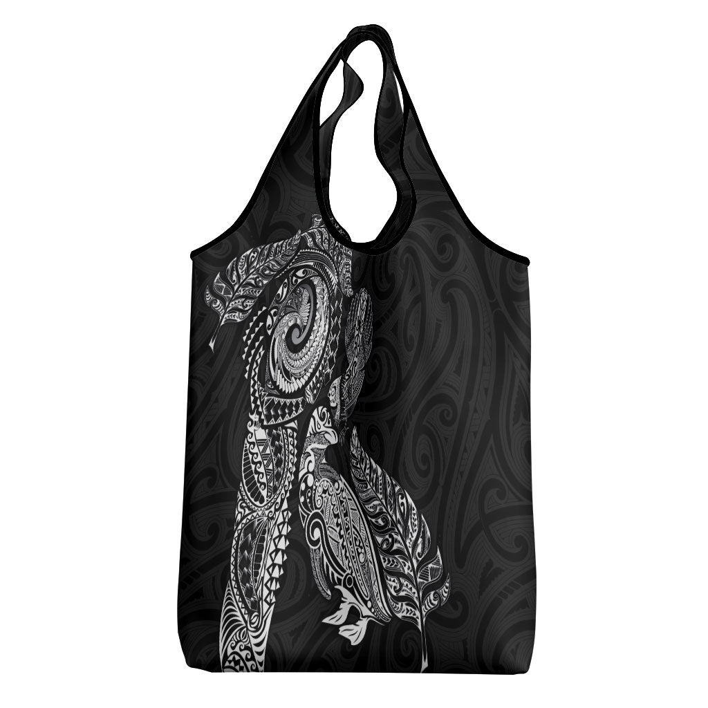 Aotearoa Moko Tribal Tattoo Grocery Bag New Zealand Maori Penguin and Fantail Black Color LT03 - Polynesian Pride