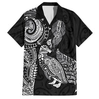 Aotearoa Moko Tribal Tattoo Hawaiian Shirt New Zealand Maori Penguin and Fantail Black Color LT03 Black - Polynesian Pride