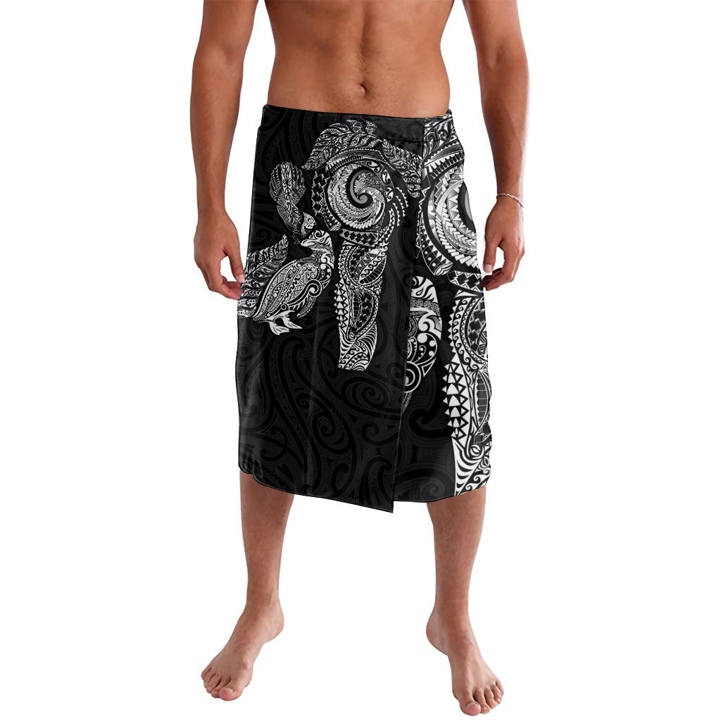 Aotearoa Moko Tribal Tattoo Lavalava New Zealand Maori Penguin and Fantail Black Color