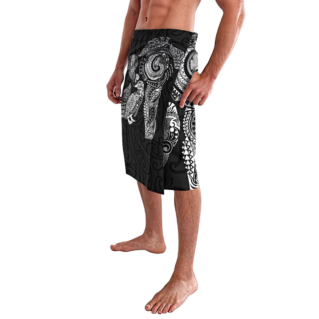 Aotearoa Moko Tribal Tattoo Lavalava New Zealand Maori Penguin and Fantail Black Color LT03 - Polynesian Pride