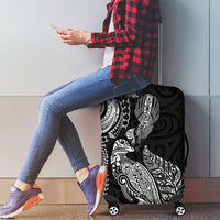 Aotearoa Moko Tribal Tattoo Luggage Cover New Zealand Maori Penguin and Fantail Black Color LT03 - Polynesian Pride