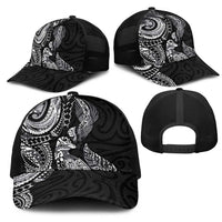 Aotearoa Moko Tribal Tattoo Mesh Trucker Cap New Zealand Maori Penguin and Fantail Black Color LT03 - Polynesian Pride