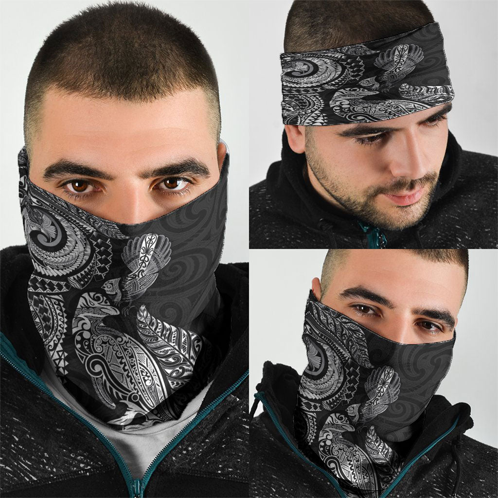 Aotearoa Moko Tribal Tattoo Neck Gaiter New Zealand Maori Penguin and Fantail Black Color LT03 - Polynesian Pride