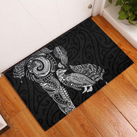 Aotearoa Moko Tribal Tattoo Rubber Doormat New Zealand Maori Penguin and Fantail Black Color LT03 - Polynesian Pride