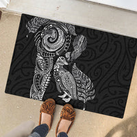 Aotearoa Moko Tribal Tattoo Rubber Doormat New Zealand Maori Penguin and Fantail Black Color LT03 - Polynesian Pride