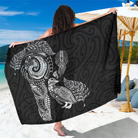 Aotearoa Moko Tribal Tattoo Sarong New Zealand Maori Penguin and Fantail Black Color LT03 One Size 44 x 66 inches Black - Polynesian Pride