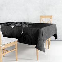 Aotearoa Moko Tribal Tattoo Tablecloth New Zealand Maori Penguin and Fantail Black Color LT03 - Polynesian Pride
