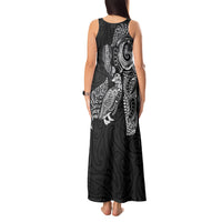 Aotearoa Moko Tribal Tattoo Tank Maxi Dress New Zealand Maori Penguin and Fantail Black Color LT03 - Polynesian Pride