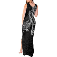 Aotearoa Moko Tribal Tattoo Tank Maxi Dress New Zealand Maori Penguin and Fantail Black Color LT03 - Polynesian Pride