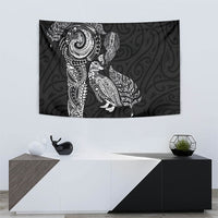Aotearoa Moko Tribal Tattoo Tapestry New Zealand Maori Penguin and Fantail Black Color LT03 - Polynesian Pride