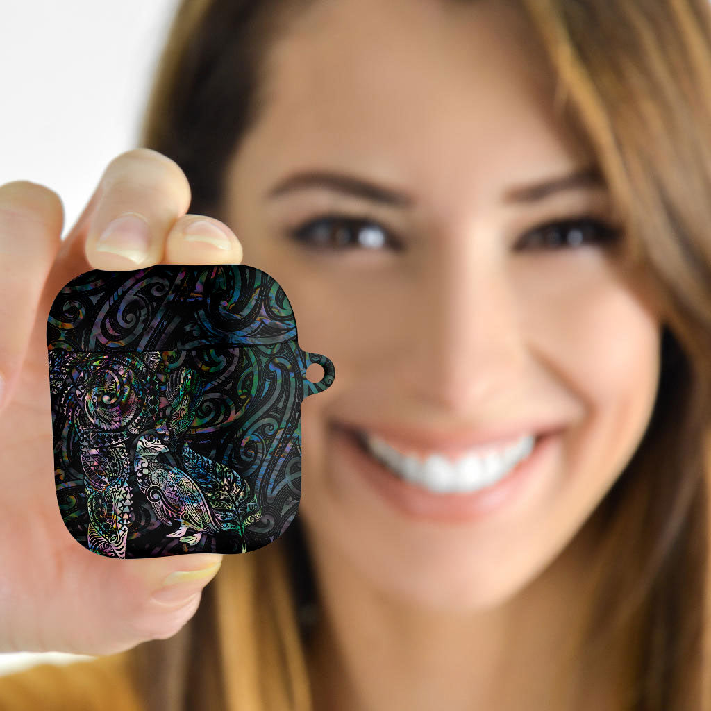 Aotearoa Moko Tribal Tattoo AirPods Case New Zealand Maori Penguin and Fantail Paua Shell Style LT03 - Polynesian Pride