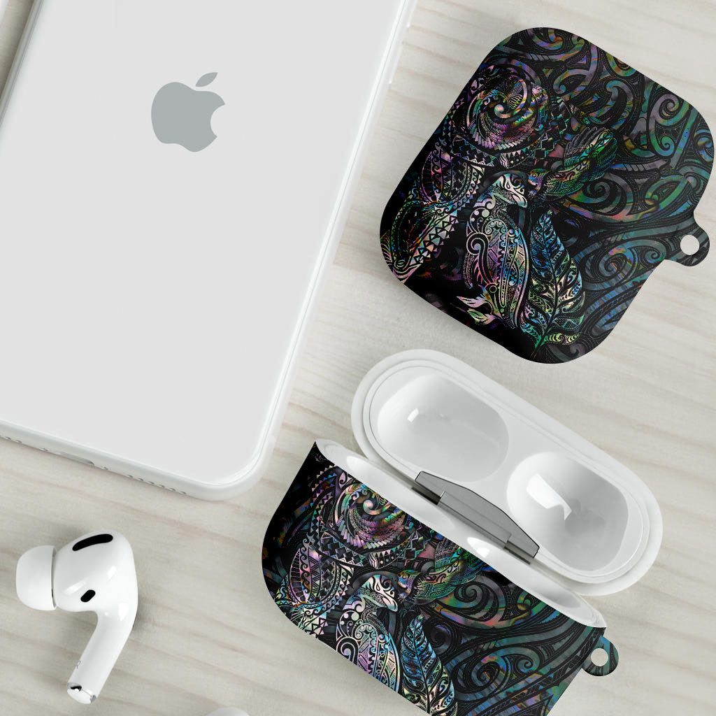 Aotearoa Moko Tribal Tattoo AirPods Case New Zealand Maori Penguin and Fantail Paua Shell Style LT03 - Polynesian Pride
