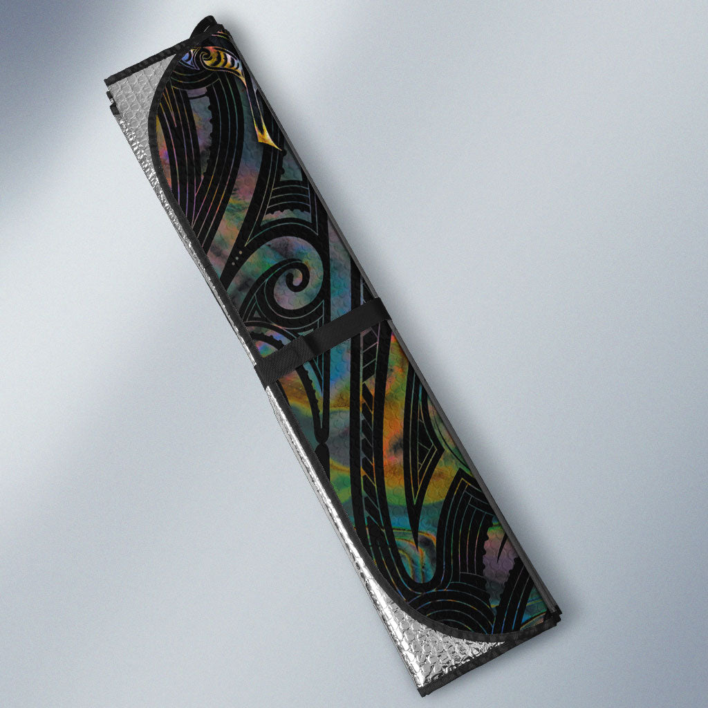 Aotearoa Moko Tribal Tattoo Auto Sun Shade New Zealand Maori Penguin and Fantail Paua Shell Style LT03 - Polynesian Pride