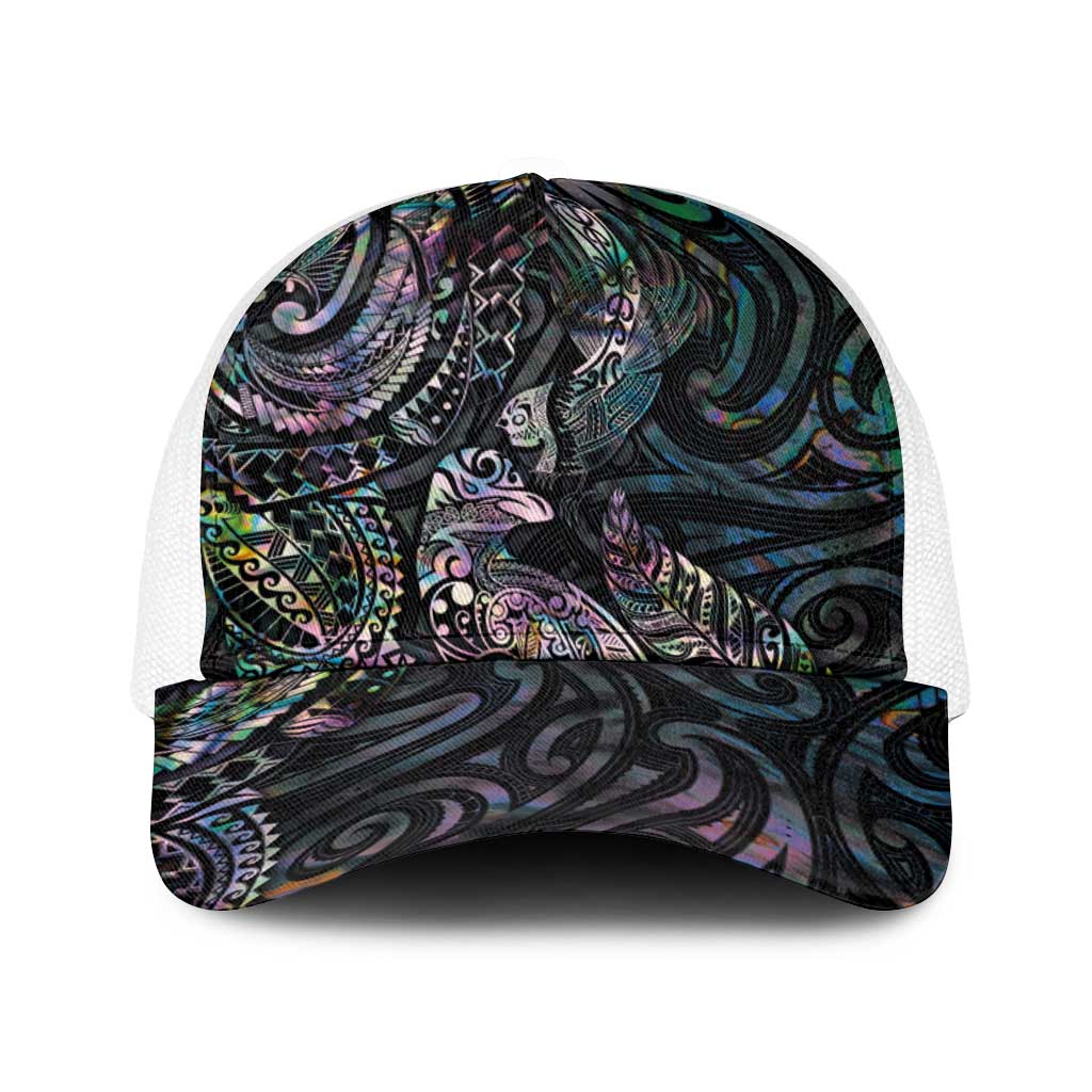 Aotearoa Moko Tribal Tattoo Baseball Net Cap New Zealand Maori Penguin and Fantail Paua Shell Style