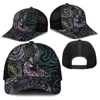 Aotearoa Moko Tribal Tattoo Baseball Net Cap New Zealand Maori Penguin and Fantail Paua Shell Style