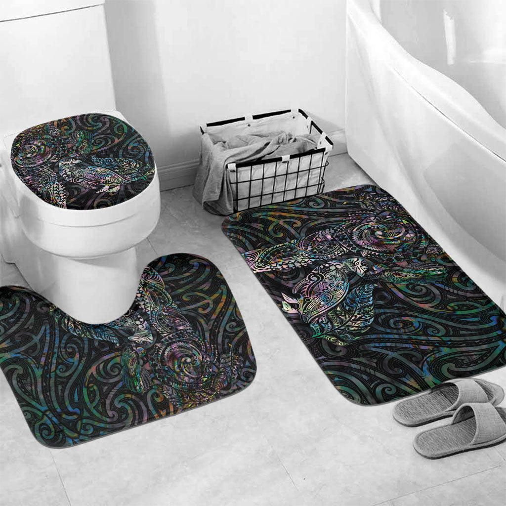 Aotearoa Moko Tribal Tattoo Bathroom Set New Zealand Maori Penguin and Fantail Paua Shell Style LT03 Mat Set Only (3 pcs) One Size Multicolor - Polynesian Pride