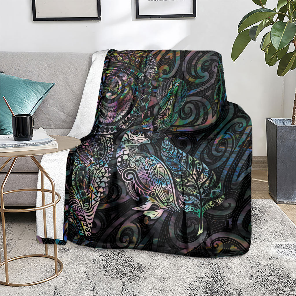 Aotearoa Moko Tribal Tattoo Blanket New Zealand Maori Penguin and Fantail Paua Shell Style LT03 - Polynesian Pride
