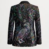 Aotearoa Moko Tribal Tattoo Blazer New Zealand Maori Penguin and Fantail Paua Shell Style LT03 - Polynesian Pride