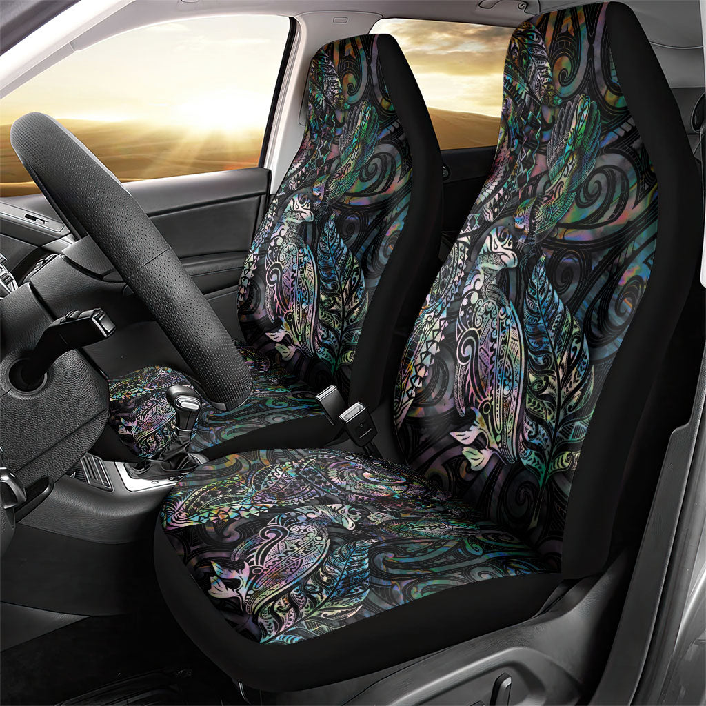 Aotearoa Moko Tribal Tattoo Car Seat Cover New Zealand Maori Penguin and Fantail Paua Shell Style LT03 - Polynesian Pride