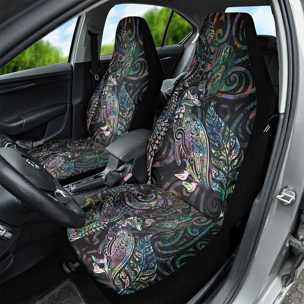 Aotearoa Moko Tribal Tattoo Car Seat Cover New Zealand Maori Penguin and Fantail Paua Shell Style LT03 - Polynesian Pride