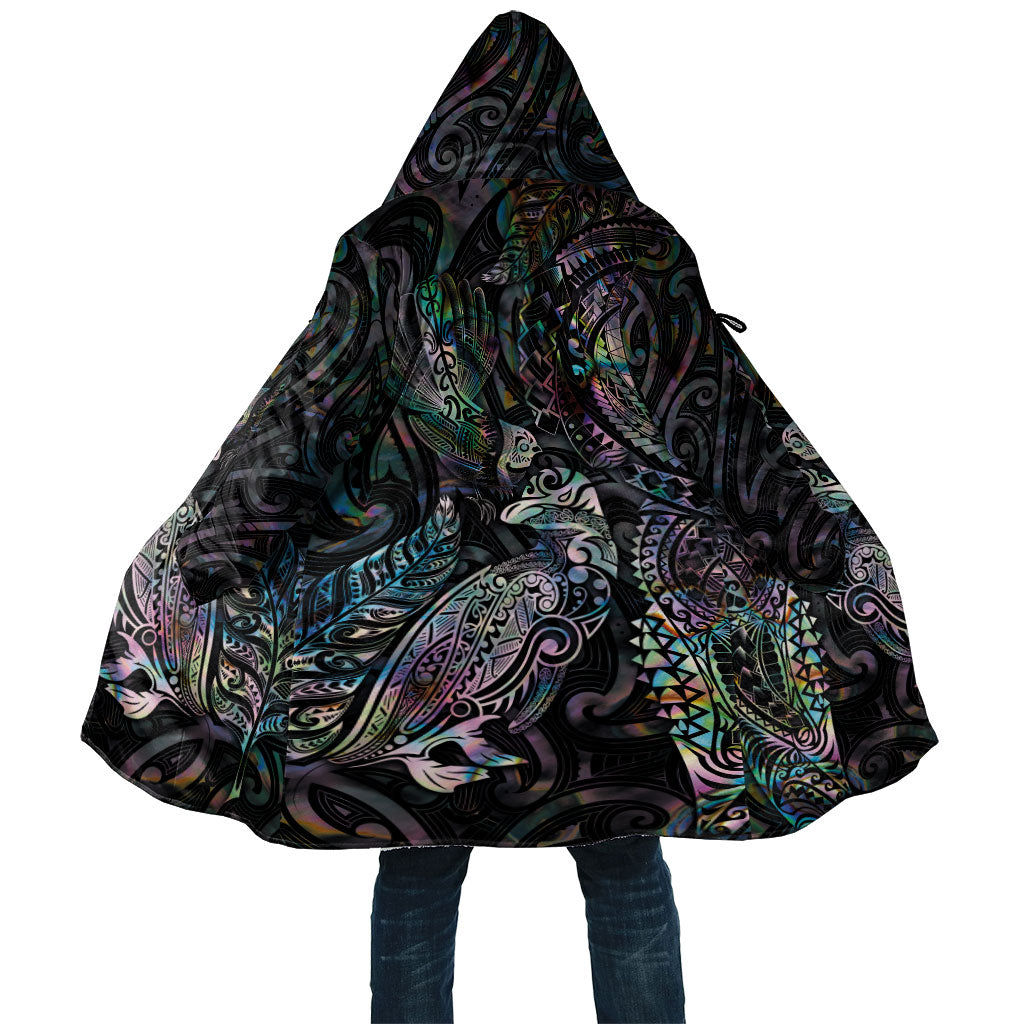 Aotearoa Moko Tribal Tattoo Cloak New Zealand Maori Penguin and Fantail Paua Shell Style