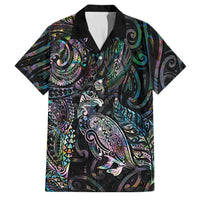 Aotearoa Moko Tribal Tattoo Family Matching Puletasi and Hawaiian Shirt New Zealand Maori Penguin and Fantail Paua Shell Style LT03 Dad's Shirt - Short Sleeve Multicolor - Polynesian Pride