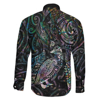 Aotearoa Moko Tribal Tattoo Family Matching Short Sleeve Bodycon Dress and Hawaiian Shirt New Zealand Maori Penguin and Fantail Paua Shell Style LT03 - Polynesian Pride