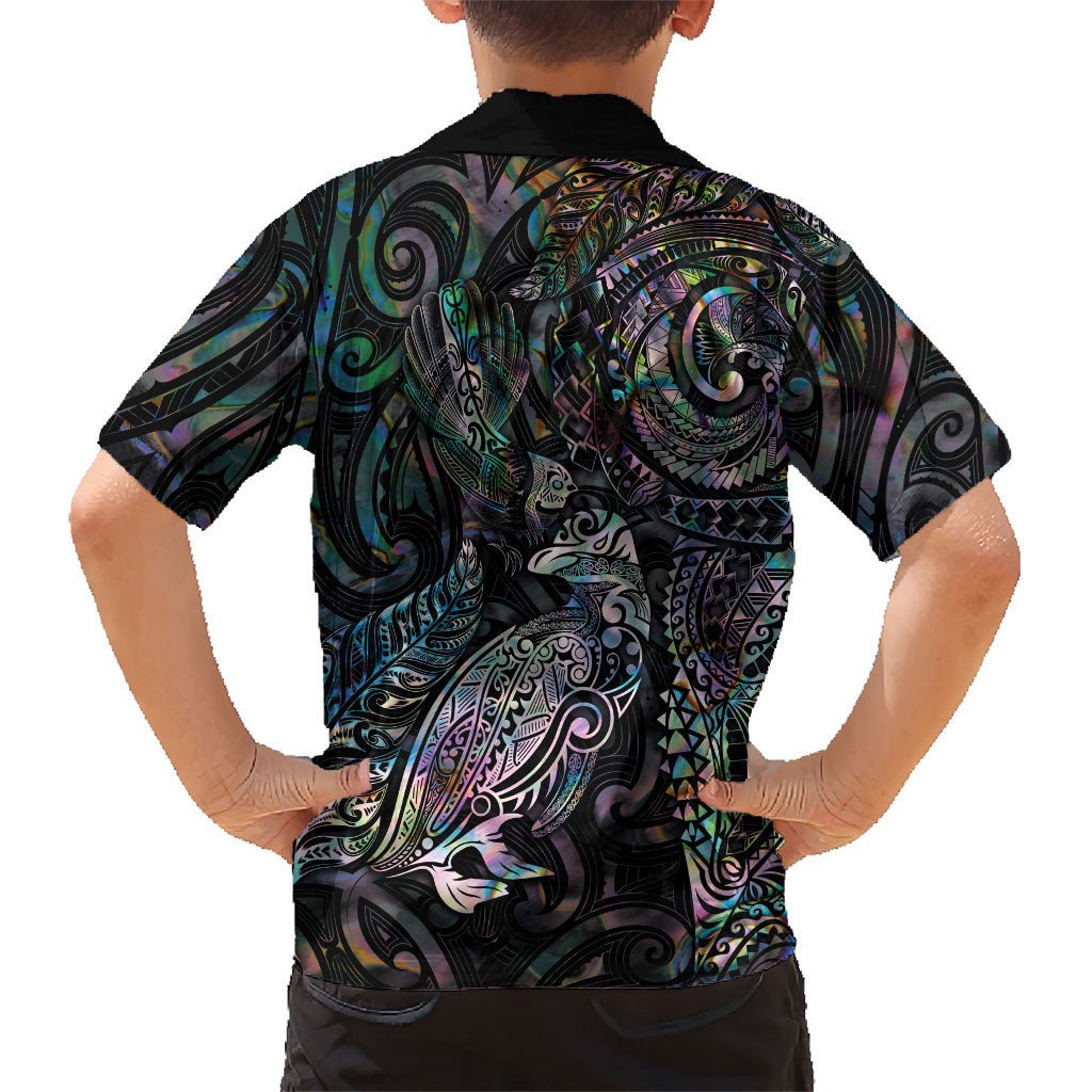 Aotearoa Moko Tribal Tattoo Family Matching Tank Maxi Dress and Hawaiian Shirt New Zealand Maori Penguin and Fantail Paua Shell Style LT03 - Polynesian Pride