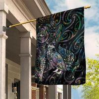Aotearoa Moko Tribal Tattoo Garden Flag New Zealand Maori Penguin and Fantail Paua Shell Style LT03 House Flag Multicolor - Polynesian Pride