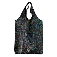 Aotearoa Moko Tribal Tattoo Grocery Bag New Zealand Maori Penguin and Fantail Paua Shell Style LT03 - Polynesian Pride