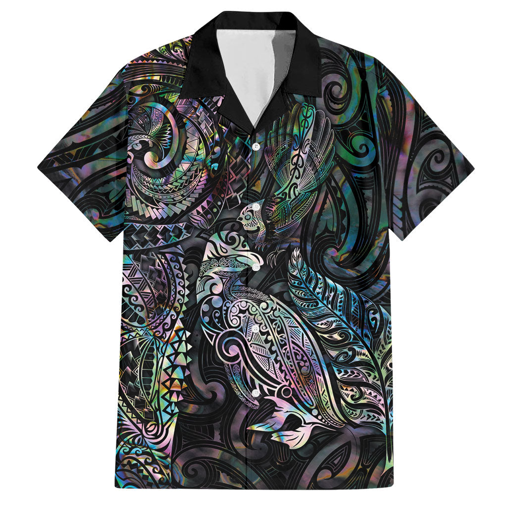 Aotearoa Moko Tribal Tattoo Hawaiian Shirt New Zealand Maori Penguin and Fantail Paua Shell Style LT03 Multicolor - Polynesian Pride