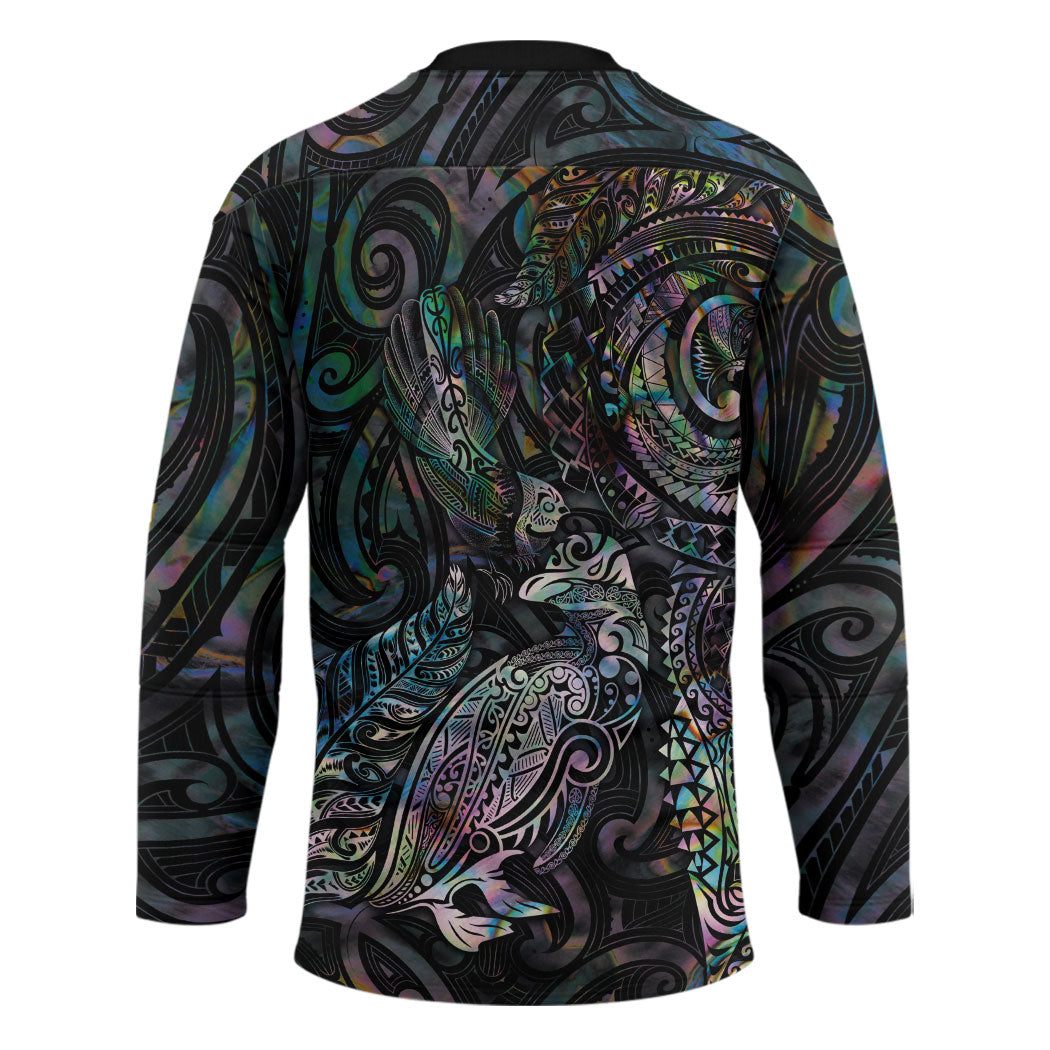 Aotearoa Moko Tribal Tattoo Hockey Jersey New Zealand Maori Penguin and Fantail Paua Shell Style LT03 - Polynesian Pride