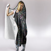 Aotearoa Moko Tribal Tattoo Hooded Blanket New Zealand Maori Penguin and Fantail Paua Shell Style LT03 - Polynesian Pride