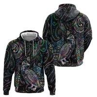 Aotearoa Moko Tribal Tattoo Hoodie New Zealand Maori Penguin and Fantail Paua Shell Style LT03 - Polynesian Pride