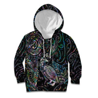 Aotearoa Moko Tribal Tattoo Kid Hoodie New Zealand Maori Penguin and Fantail Paua Shell Style LT03 Hoodie Multicolor - Polynesian Pride
