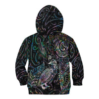 Aotearoa Moko Tribal Tattoo Kid Hoodie New Zealand Maori Penguin and Fantail Paua Shell Style LT03 - Polynesian Pride
