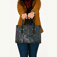Aotearoa Moko Tribal Tattoo Leather Bag New Zealand Maori Penguin and Fantail Paua Shell Style LT03 - Polynesian Pride