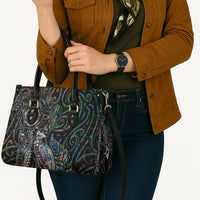 Aotearoa Moko Tribal Tattoo Leather Bag New Zealand Maori Penguin and Fantail Paua Shell Style LT03 - Polynesian Pride