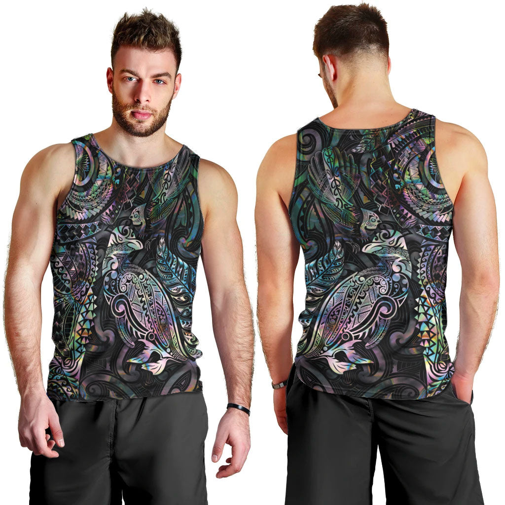 Aotearoa Moko Tribal Tattoo Men Tank Top New Zealand Maori Penguin and Fantail Paua Shell Style LT03 - Polynesian Pride